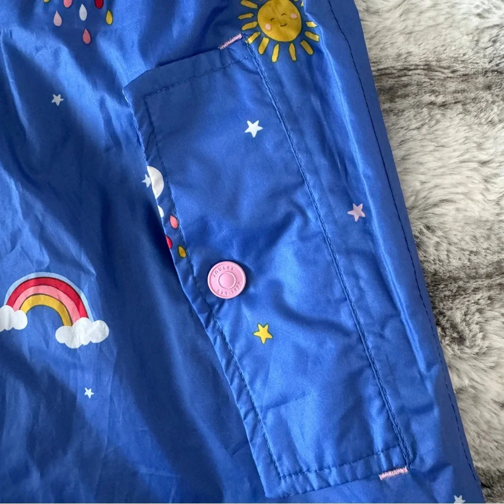 Joules Girls Raincoat Go Lightly Size 10 Blue Sky Icons Right As Rain Collection